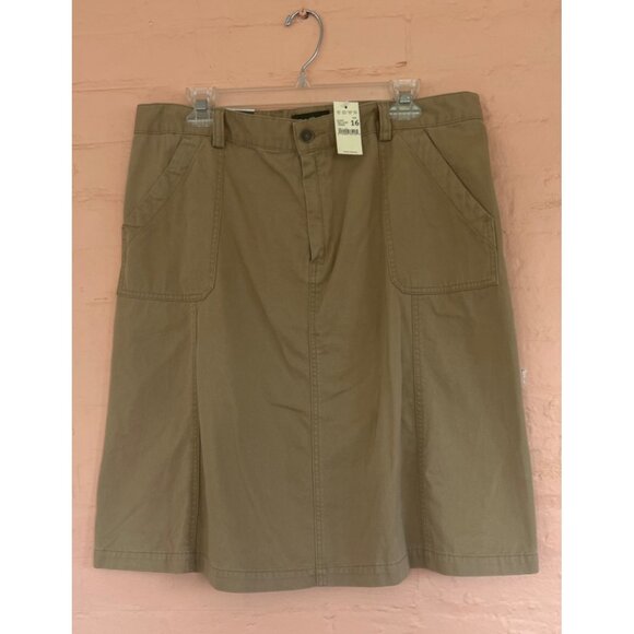 Vintage Eddie Bauer Skirt Short Tan Pockets Womens 16 New - Picture 2 of 5